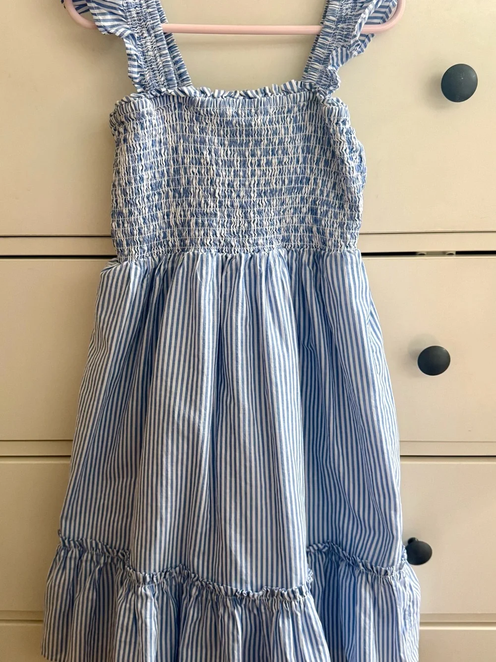 Crewcuts Light Blue and White Striped Smocked Sundress